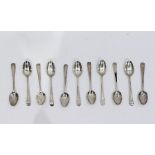 Set of 12 Georgian Chester assay silver teaspoons, wriggle cut and monogram engraved (12)
