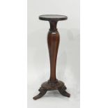 A nineteenth century rosewood plant stand, the circular top with moulded edge upon the inverted