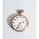 Early 20th century 14ct gold (PLATED) continental open face pocket watch, button winding with