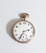 Early 20th century 14ct gold (PLATED) continental open face pocket watch, button winding with