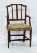 Possibly 18th century elm carver chair on square section tapering supports  Condition ReportNo