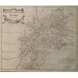 After Robert Morden Black and white engraving  Map of Gloucestershire, 35cm x 43cm