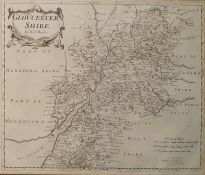 After Robert Morden Black and white engraving  Map of Gloucestershire, 35cm x 43cm