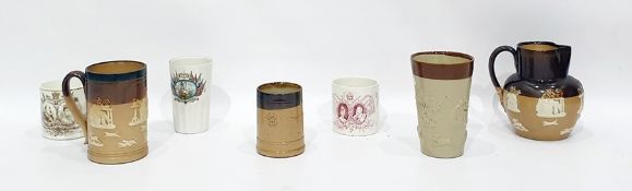 Royal Doulton stoneware harvest jug, 15cm high, a tapering mug similar, four Royal Copenhagen