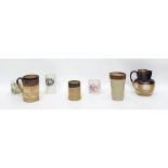 Royal Doulton stoneware harvest jug, 15cm high, a tapering mug similar, four Royal Copenhagen