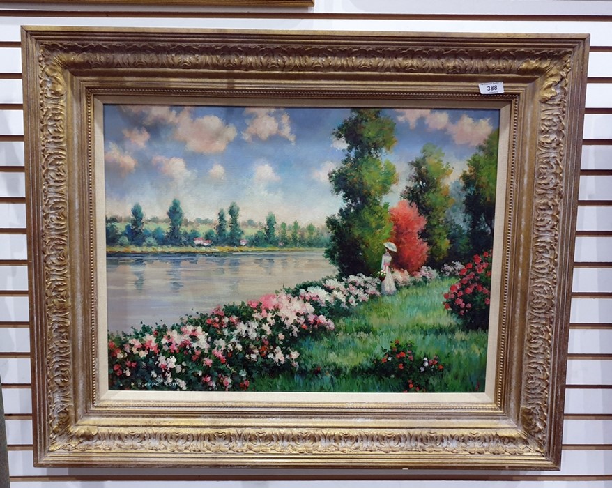 Pierre Ronet  Oil on canvas  Figure by river, signed lower left, 44cm x 60cm - Image 2 of 2
