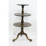19th century mahogany three-tier dumb waiter, circular with beaded borders and all on swagged ogee