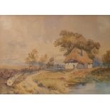 Attributed to David Cox Junior (1809 -1885) Watercolour Cottage by track, unsigned 24 x 34 cm