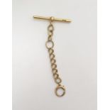 18ct gold T-bar chain link with clasp, 13.5g