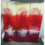 Robin Miller Acrylic on Canvas on canvas  Set of three abstract studies in red, white, black and