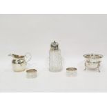 Circular silver sugar bowl with flared rim, reeded waist, raised on pad feet, Birmingham 1919, a