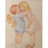George Holt (b.1933) Watercolour The Kiss, signed lower left, 34 x 25 cm