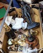 Quantity Napoleon figures, brass and military items ( 1 box)