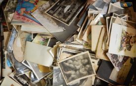 One suitcase of assorted mixed postcards, various subjects,