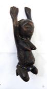 A Congolese luba-katanga tribe statue of female form, arms raised, 24cm high