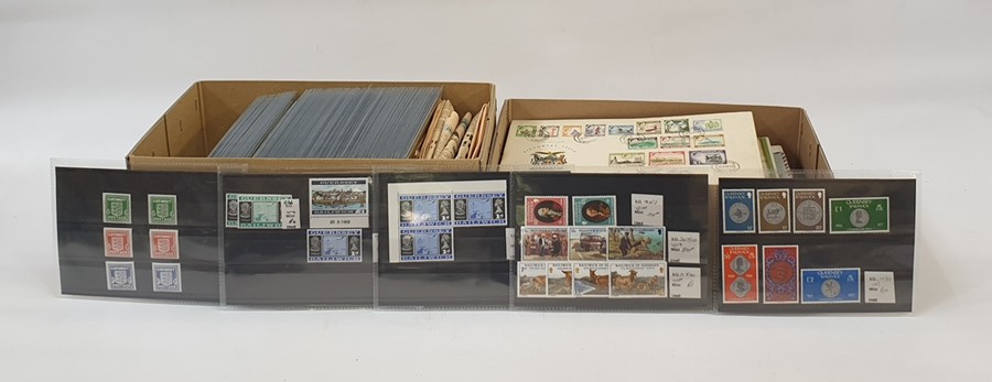 Two boxes pounds shillings and pence £.S.d. stamp packs, FDC'S Rhodesia and Nysaland 1953 set