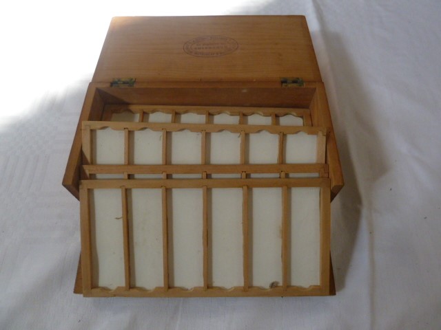 WF Stanley mahogany box of microscope slide trays and another cope Archibald Young, two other boxes, - Image 3 of 5