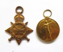 WWI 1914-15 Star and Victory medal named to " R-81. PTE. A.T. BENFORD. K. R. RIF.C. ". Alfred thomas