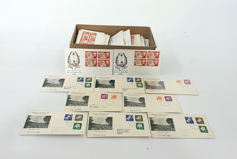 Norfolk Island very interesting duplicated lot of First Day Covers from 1960 to 1970, 200 plus