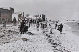 After Wilfred Thessiger photographic print "Launching a Dhow, Abu Dhabi -1948" together with after