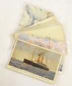 Two boxes of postcards including shipping and ships, examples featuring the Curnard, P & O, Royal