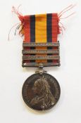 Boer War Queens South Africa medal with Transvaal, Orange Free State and Cape Colony clasps. Named