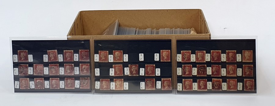 Box of mint and used stamps on stock cards from Queen Victoria to Queen Elizabeth II decimals with