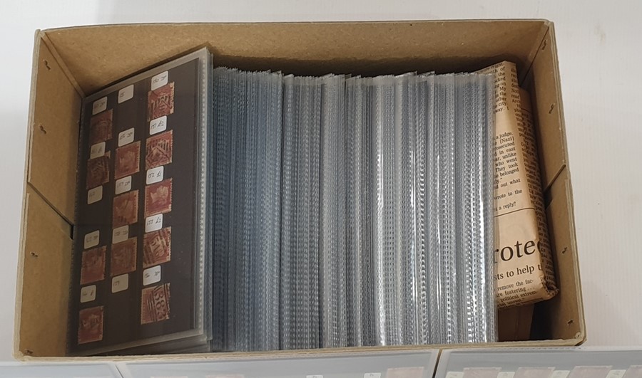 Box of mint and used stamps on stock cards from Queen Victoria to Queen Elizabeth II decimals with - Image 2 of 2