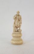 Carved ivory figure, probably Dieppe, of figure of bearded scholar, 6.5cm high