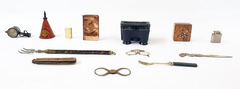 Assorted items including a toasting fork, a pair of Carl Zeiss Jena opera glasses, cased, various