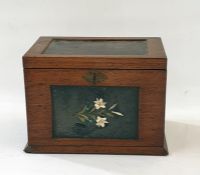 A Ashford black inlaid marble mounted oak work box enclosing various items, various sewing items,