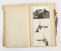 Collection of World War I Royal Airforce photographs including early aircraft machine guns, wreckage