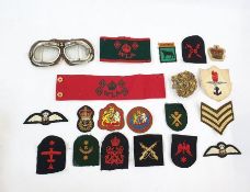 Quantity of military cloth badges and World War II ATS cap, Women's Land Army armbands and other