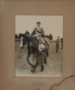 Photograph of racehorse 'King Bird' with jockey up Wincanton February 24th 1949, and two vintage