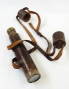 Broadhurst Clarkson and Co limited leather covered brass three draw telescope