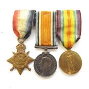 WWI Star, War medal and Victory medal named to " 1145. PTE. F.DYSON. 3/WORC.R.""Condition