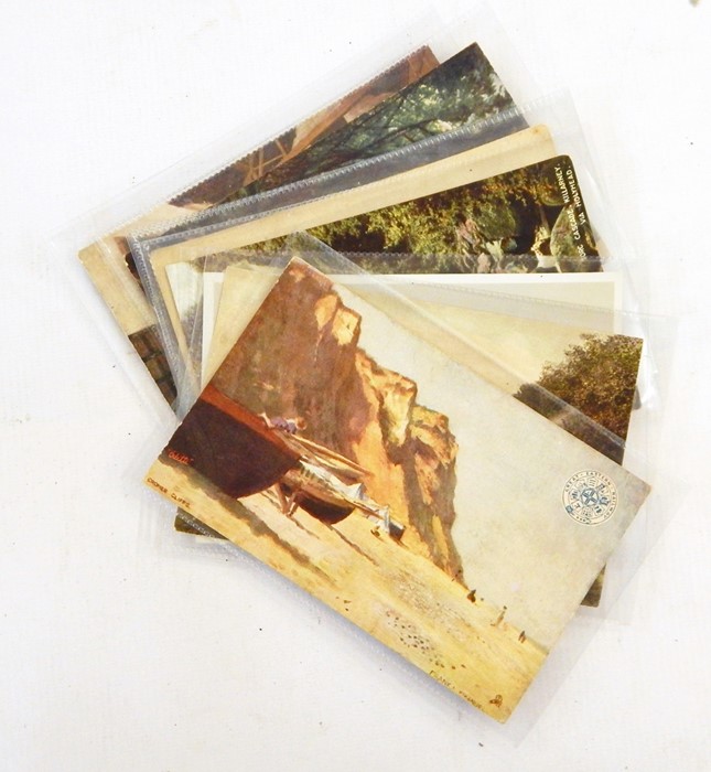 Two boxes of assorted postcards, assorted things including military, French military uniform,