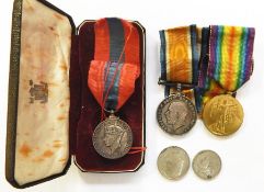WWI War Medal and Victory medal named to " 135794. PNR. A.J. WILSON. R.E.", Imperial Service medal