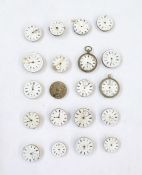 Collection of pocket watches and pocket watch movements and dials and other items