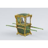 Fabergé nephrite, rock crystal, mother-of-pearl and gold miniature model of a sedan chair