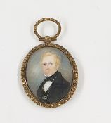 Regency miniature portrait on ivory  Gentleman, 4.5cm high