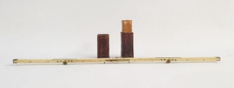 Early 19th century ivory folding 12" ruler, with morocco case