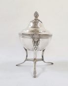 Italian silver sugar vase and cover, the domed cover with pineapple and leaf finial, the circular