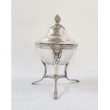 Italian silver sugar vase and cover, the domed cover with pineapple and leaf finial, the circular