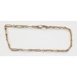 9ct gold bar and oval link albert chain with swivel clasps, 26.4g approx