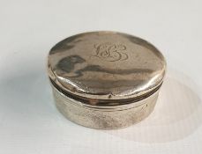 19th century circular lidded silver pot bearing initials to the top (hallmarks worn), Birmingham,