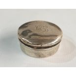 19th century circular lidded silver pot bearing initials to the top (hallmarks worn), Birmingham,