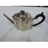 George III silver teapot  with serpentine sides, bright-cut engraving, Newcastle 1784, makers John