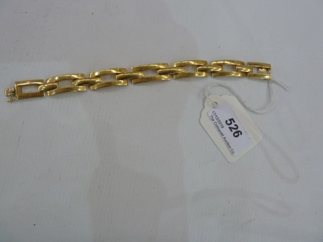 18K, possibly Cartier, gold bracelet, open rectangular links, indistinctly marked, 51g - Image 2 of 2
