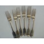 Set of six Victorian silver fiddle pattern forks, 3.6ozt